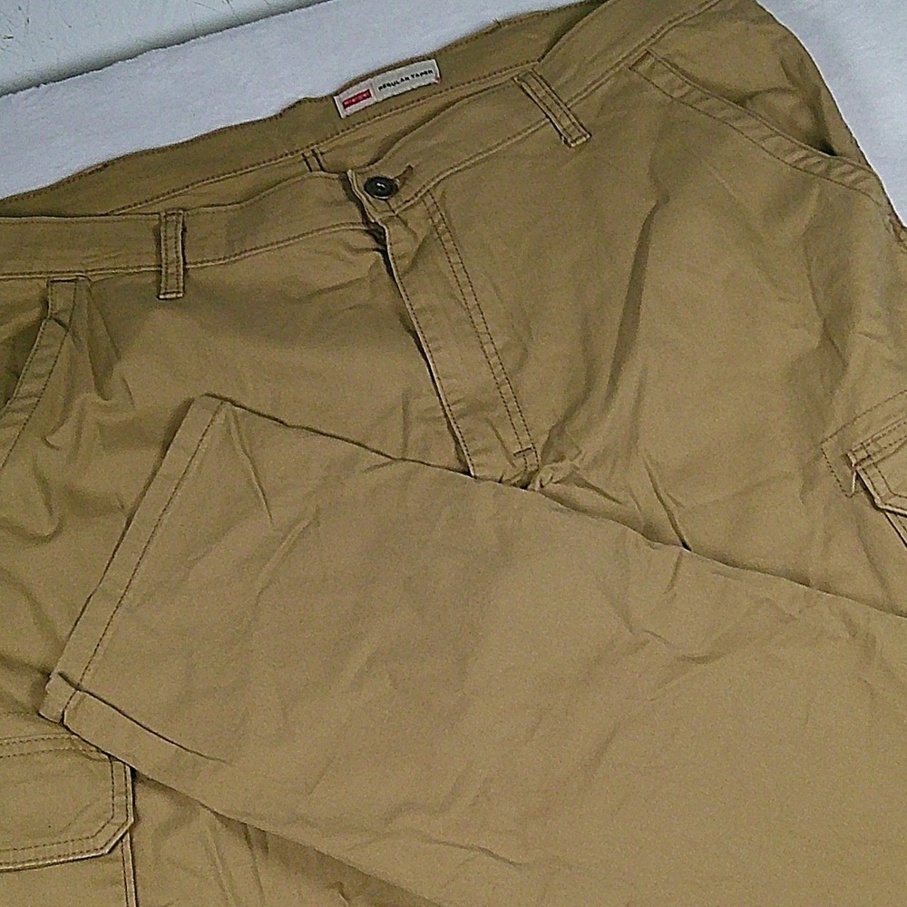 Wrangler Regular Taper Cargo Pants Mens 40x32 Tan Khaki Stretch 70SYWBA